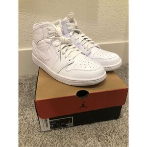 Nike Air Jordan 1 Mid Triple White Mens Size 11